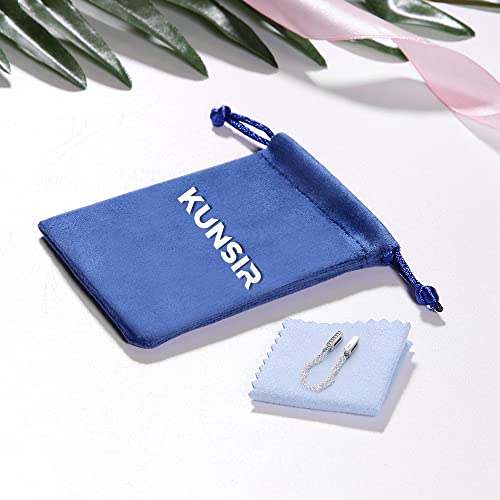 KUNSIR 925 Sterling Silver Clip-On Charm for Reflexions Mesh Bracelet Charm Bead fits Flat charm Bracelets Gift for Women（Double safety chain）4
