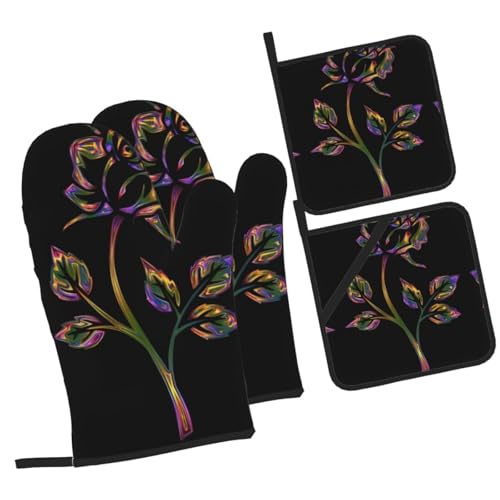 Artículos para cocinar, hornear y asar a la parrilla con diseño floral negro y dorado 3