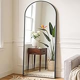 OLIXIS 64'x 21.5' Arched Mirror Full Length, Full Body Mirror with Stand, Hanging or Leaning for Wall, Floor Standing with Shatter-Proof Glass for Bedroom, Living Room, Long, Black