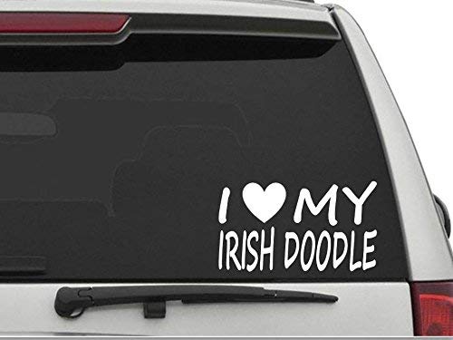 "I Love (Heart) My Irish Doodle Vinyl Die Cut Car Truck Window Decal Sticker Laptop