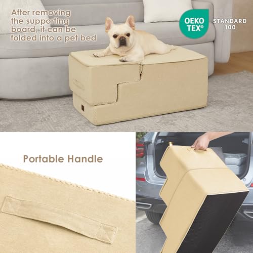 Image of EHEYCIGA Dog Stairs for High Bed 22.5 inch H, 5-Step Dog Steps for Bed, Pet Steps for Small Dogs and Cats, Non-Slip Balanced Pet Ramp Indoor, Graige