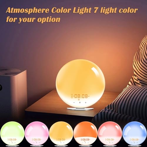 Reloj despertador Sunrise con sonidos de sueño, luz de despertador regulable para niños y adultos, lámpara de luz nocturna con 8 sonidos naturales
