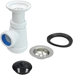 FSKFSI004 sifón tipo botella corto extensible 1-1/4" 32/40 con salida horizontal y rejilla de desagüe y tapón incluidos