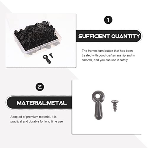 Image of HOMSFOU 160pcs Black Turn Button Fasteners Screws for Picture Frames Easy Installation Backing Clips for Hanging Photos and Artwork Frame Accessories