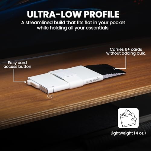 Image of CODE 118 Wallet for Men - Slim Minimalist Aluminum Smart Wallet with RFID Blocking - Compact cash and Credit card holder with Pop Up Ejector (Classic, Glow)