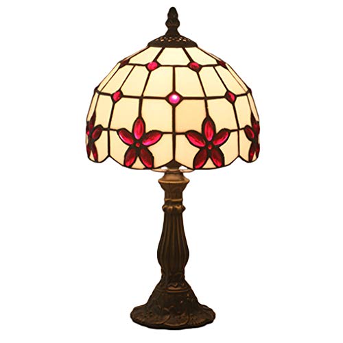 Lampe Tiffany de table vintage rouge LANMOU veilleuse E27 luminaire salon déco