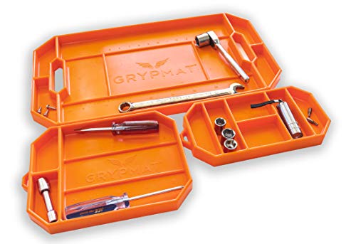 Grypmat Pro, Original Flexible Tool Tray Organizer, Industrial Strength, And Heat Resistant Silicone-Polymer Mat, Non-Magnetic, Grips To Any Surface With Easy Clean Up, Seen On Shark Tank (Trio Pack) #TOP5