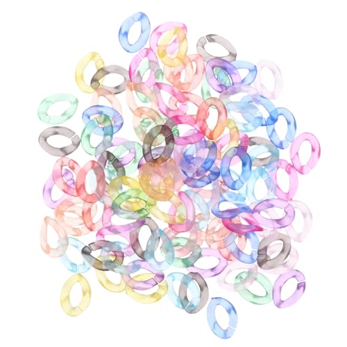 ABOOFAN 100 Anneaux de Liaison en Acrylique pour Chaînes de Paquet, Non Décolorants et Résistants, Fabrication de Bijoux et Sangles DIY Couleur Aléatoire