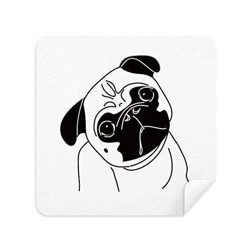 Chiffon de nettoyage motif Chien Noir pour lunettes et écran de téléphone en tissu suède 2Pcs