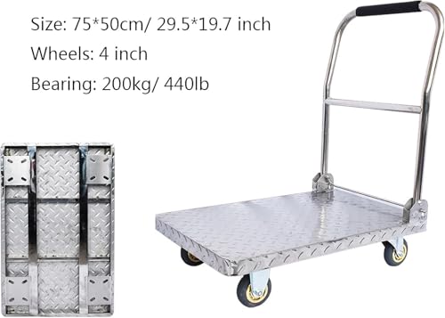 Chariot à main en acier inoxydable haute résistance avec plateau robuste - 3