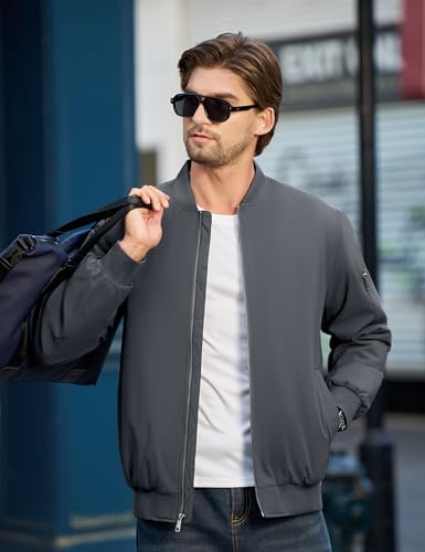 Cotrasen Mens Bomber Jacket Fall Winter Warm Windbreaker Casual Full Zip Padded Coats with Pockets3