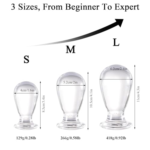 Image of ferch Large Size Glass Butt Plug Crystal Anal Plug Sex Toys Pleasure Bomb Plug Personal Sex Massager for Couple, 4.3 * 2.4in(L)