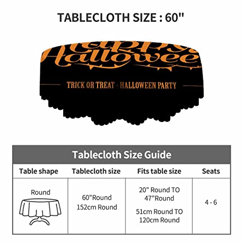 Aoyego Halloween Tablecloths 60" Diameter Round Tablecloth Funny Happy Halloween Party With Trick Or Treat Tablecloths For Dining Kitchen Wedding And Parties #TOP2