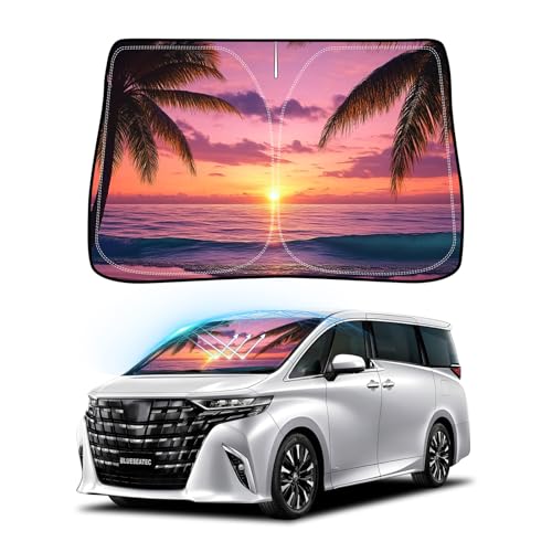 BLUESEATEC トヨタ アルファード ヴェルファイア 40系 適合 フロントガラス サンシェード R5.6-現行 Alphard/velfire 2022年-現行 UVカット 吸盤不要 車中泊 遮光断熱 夏 紫外線 UVカット 簡単着脱 内装パーツ