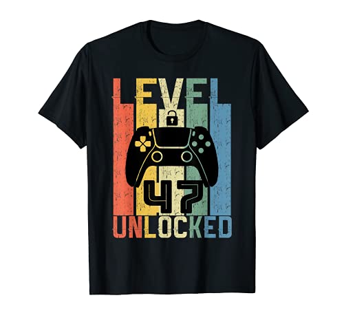47 Anni Compleanno regalo videogiochi level 47 unlocked Maglietta