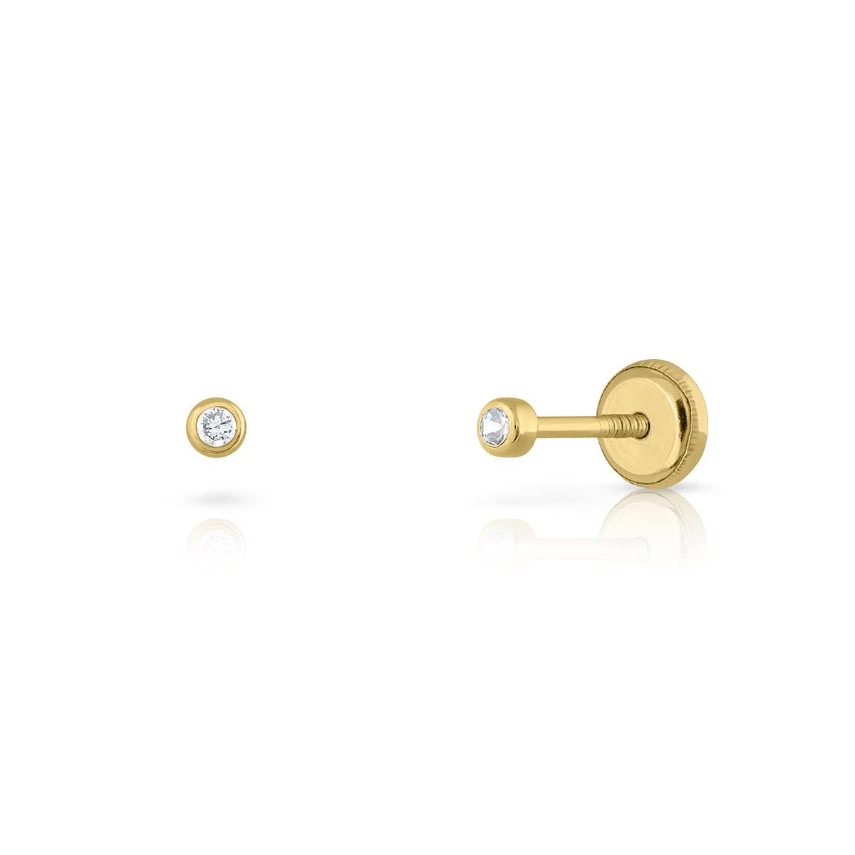 Orecchini in oro da neonata, bambina o donna 18 k, rotondo