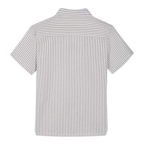 Boy Button Down Short Sleeve Shirt for Toddler Striped Shirt Boys Seersucker Hawaiian Shirts for Summer, Size 2T-18 Years2