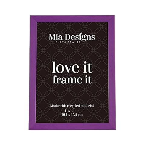 MIA DESIGNS Picture Frame Cross Brushed Metallic Purple 4x6 (10x15cm) Photo Frame for Desk, Wall and Table Top in Eco-friendly PS material Environmentally Friendly Freestanding Frame Cover