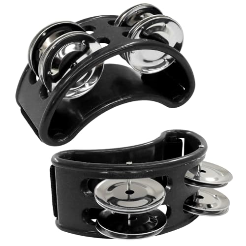 PHITUODA 2 PCS Foot Tambourine Percussion Musical Pedal, Black