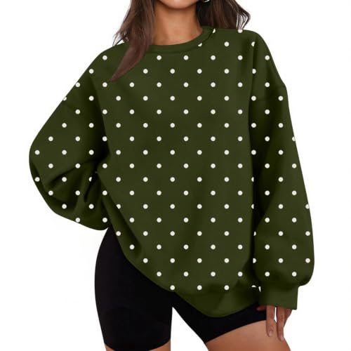 Jielayou Polka Dot Sweatshirts for Women Fleece Oversized Crewneck Pullover - image 1