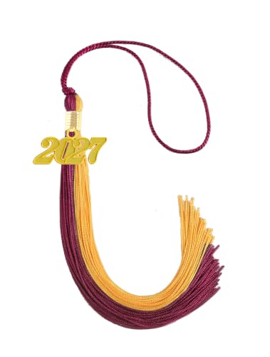 Image of Maroon and Gold Graduation Tassel 2027 for Grad Cap
