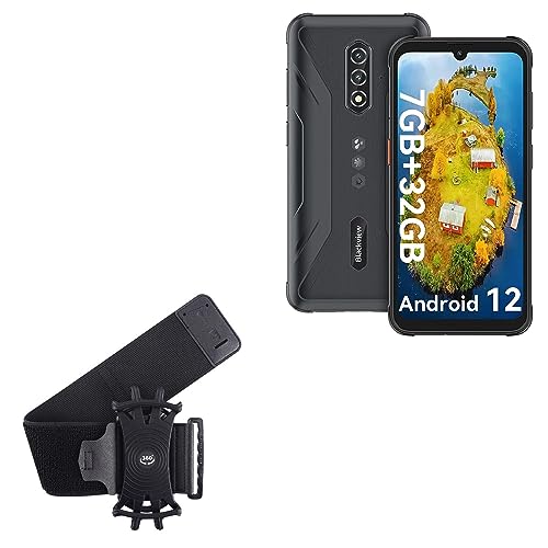 BoxWave Holster Compatible with Blackview BV5200 - ActiveStretch Sport Armband, Adjustable Armband for Workout and Running - Jet Black