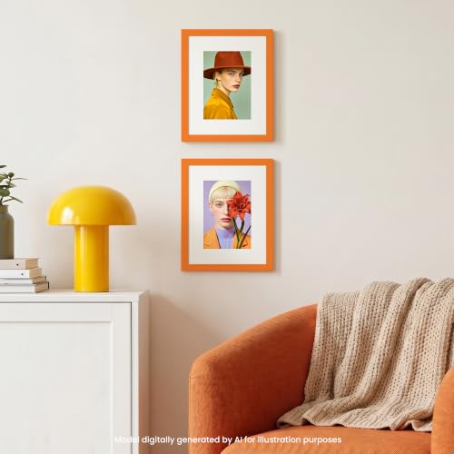 Image of upsimples 8x10 Picture Frame, Display Pictures 5x7 with Mat or 8 x 10 Without Mat, Wall Hanging Photo Frame, Orange, 1 Pack