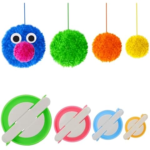Pom pom Maker, 4 Sizes Pom-pom Maker Fluff Ball Weaver Needle Craft DIY Wool Knitting Craft Tool Set for Kids and Adult (4) Cover