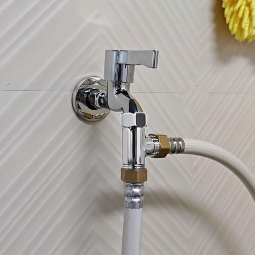 Sxutop 2 Stück 3 Wege Verbindungsventil, 1/2 Adapter T Stück Wasseranschluss 3 Wege Umschaltventil G1/2 Zoll Abzweigverteiler T-Stück Verteiler für Eckventile, mit Dichtungsringe und Dichtungsband