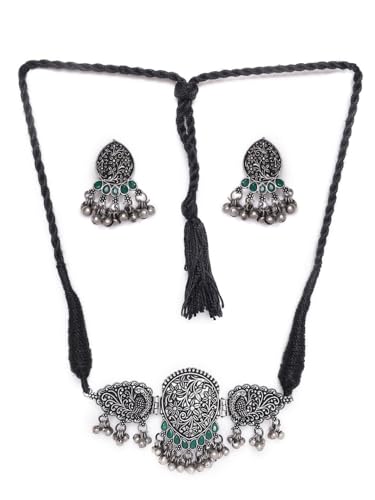 Juego de joyas de pavo real con piedra verde: el regalo de latón plateado para fechas mágicas