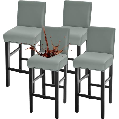Image of FUANGUI Bar Stool Covers Set of 4, Waterproof Stretch Bar Stool Seat Covers | Washable Removable Bar Chair Covers with Backs Slipcovers, Bar Chair Covers Square for Kitchen Dining Room Cafe