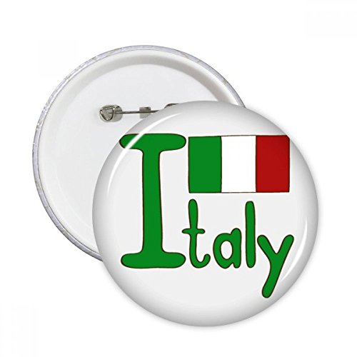 Badge Italie rond vert grand format broche robuste pour veste et sac