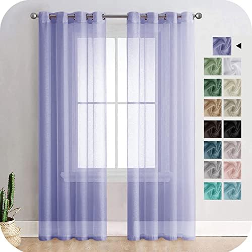 MRTREES Voile Curtain 90 Inch Drop 1 Panel Faux Linen Eyelet Sheer Curtain Panel for Bedroom Living Room Patio Door 90x90 Inch Drop 228cm x 228cm White