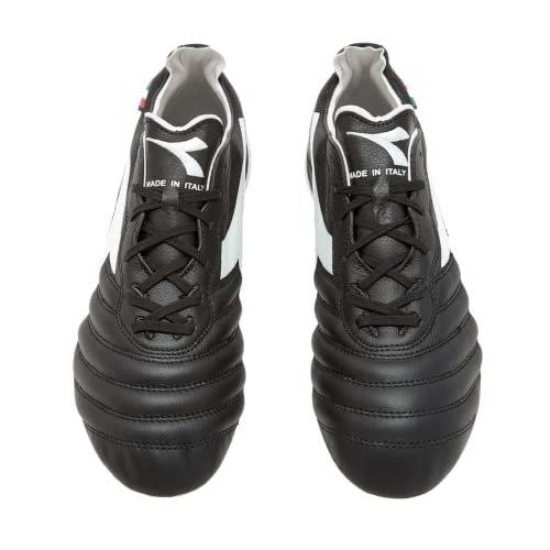 Diadora Brasil Elite 2 Tech ITA LPX Firm Ground Cleats - Premium Quality Leather, Lightweight, Made in Italy Soccer Shoes (Black/White) (Blue/White)2