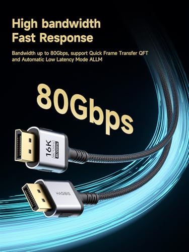 Cable DP 2.1 de 16K a 60Hz con soporte HDR 3D y alta tasa de actualización de 540Hz 6