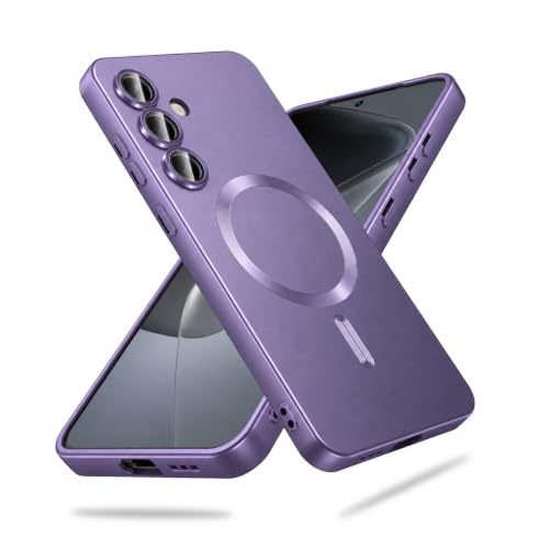 Image of DIZORO Samsung S25 fe Case, Compatible with Mag Safe Back Cover, Matte Luxury Metallic Luster Flexible TPU Wireless Charging Shockproof Case with Camera Protector (Metallic Silver)