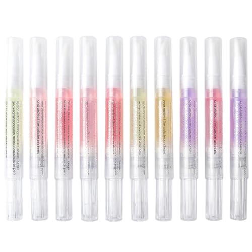 WEKADRIN Lápices Nutritivos para Cutículas 10 Unidades Aceite Reparador Hidratante Transparente para Uñas Bolígrafos Fortalecedores y Suavizantes para Manicura y Cuidado Diario