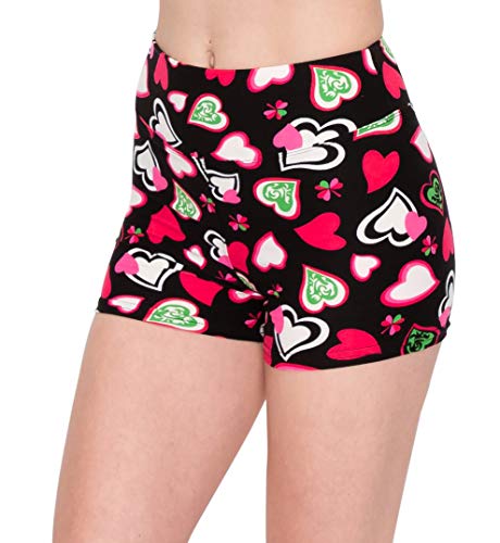 Image of ALWAYS Women Workout Yoga Shorts - Premium Soft Solid Stretch Cheerleader Running Dance Volleyball Short Pants Valentine Heart 1746 S