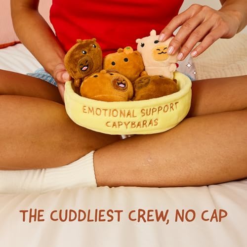 Emotional Support Capybaras by Relatable, Cuddly Stuffed Animals and Plushies Set, Includes 5 Capybara Plush Toys with Carrying Basket, Cute Stuff and Great Gift for Loved Ones of All Ages — view 3