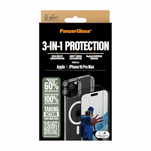 PanzerGlass PG 3-in-1 Bundle iPhone 16 Pro évitez les rayures