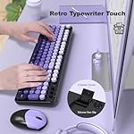 Wireless Keyboard and Mouse Combo, 2.4GHz Retro Full-Size Typewriter Keyboard with Number Pad and Wireless Mouse for PC/Laptop/Desktop/Windows (Black Purple Colorful) - Image 3