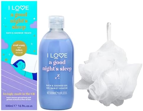 I Love Good Nights Sleep Bathtime Treats Bath and Shower Gel - Body Wash and Body Exfoliator Scrub for Smooth Skin - Calming Lavender Scent - 1 pc