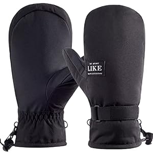 Waterproof Ski Mittens Women Men Winter Thermal (-30°F) Cold Weather Snow Ski Gloves Fleece Lined Warm PU Palm for Ladies Skiiing Snowboarding Cycling Running Hiking Walking Driving