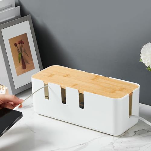 Caja de cable de madera para ordenador y concentrador USB 3