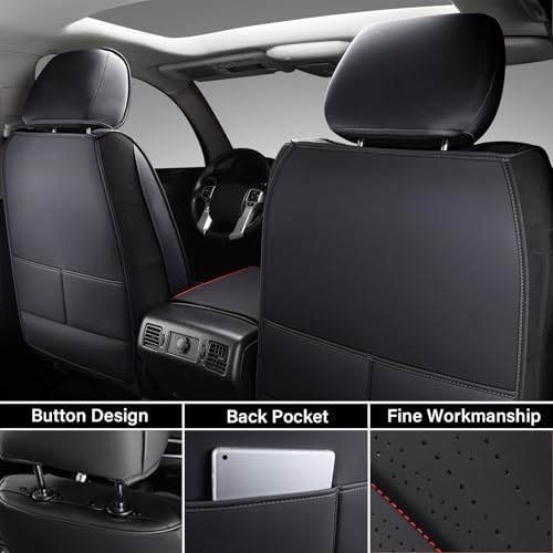 Image of Coverado Toyota Tundra Seat Covers, Leather Seat Covers Compatible with 2007-2021 Toyota Tundra Crew /Crewmax /Extended /Double Cab Automotive Seat Covers for Car Trucks (Front, Red)