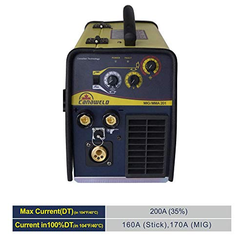 Canaweld 200 Amp Mig Stick Welding Machine Made In Canada 220 V Igbt Flux Cored Welder Inverter Detachable Torch Max Thickness 3/8" Csa/Qps Approved-(Mig Mma 201) #TOP4