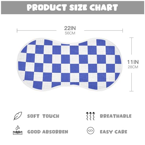 MCHIVER Checkerboard Blue White Plaid Burp Cloths for Baby Boy Girl Cotton Burp Rags Absorbent Muslin Milk Spit Up Rags for Baby Newborn Unisex 2PCS4