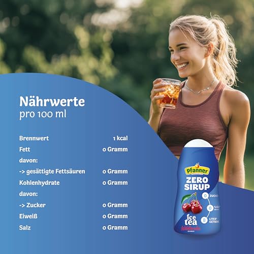Pfanner Zero Sirup Ice Tea Wildkirsche (1 x 57 ml) – Zuckerfreier Getränkesirup für 8 L Eistee – kalorienfrei & ohne Zucker – Pfanner Eistee Geschmack 5