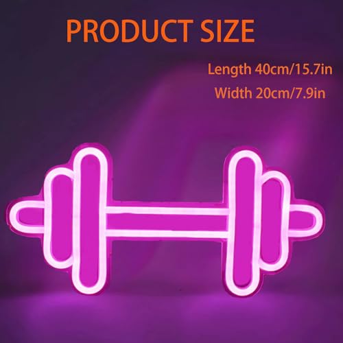 Image of Gym Neon Sign,Dumbbell LED Neon Light for Home Gym Decor,Pink Neon Sign Dimmable led gym lights for Wall Decor,Gym Decor Sports Neon Sign for Workout Room,Men Women Wall Decor Gift,15.7x7.9IN