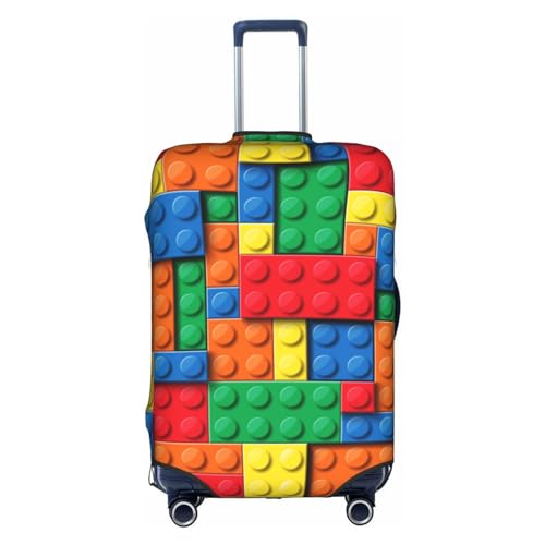 SWEET TANG Colorful Building Blocks Bricks Luggage Cover Elastic Washable Stretch Suitcase Protector Travel Suitcase Cover For Kid And Adult